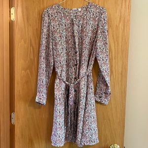 Gap Floral Button Long Sleeve Dress